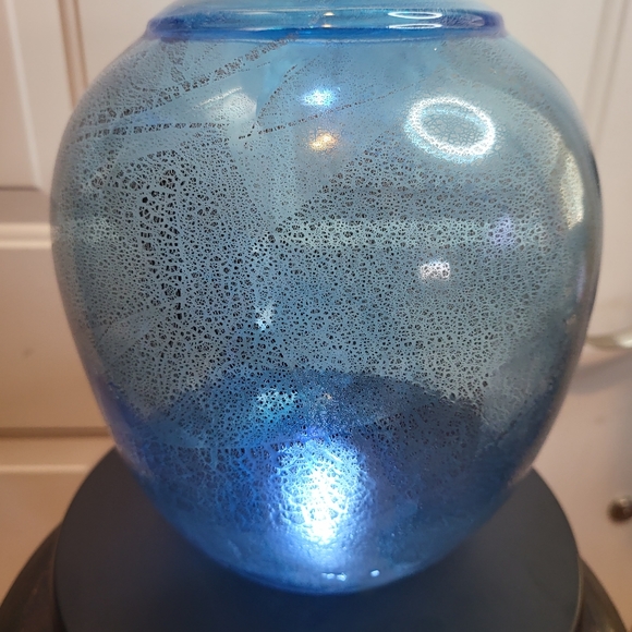 Art Glass Bowl Vase Dichroic Gold and Silver Signed 9" - Picture 7 of 11